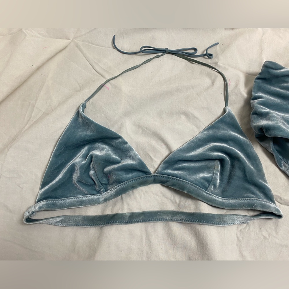 Blue velvet swimsuit high waisted German